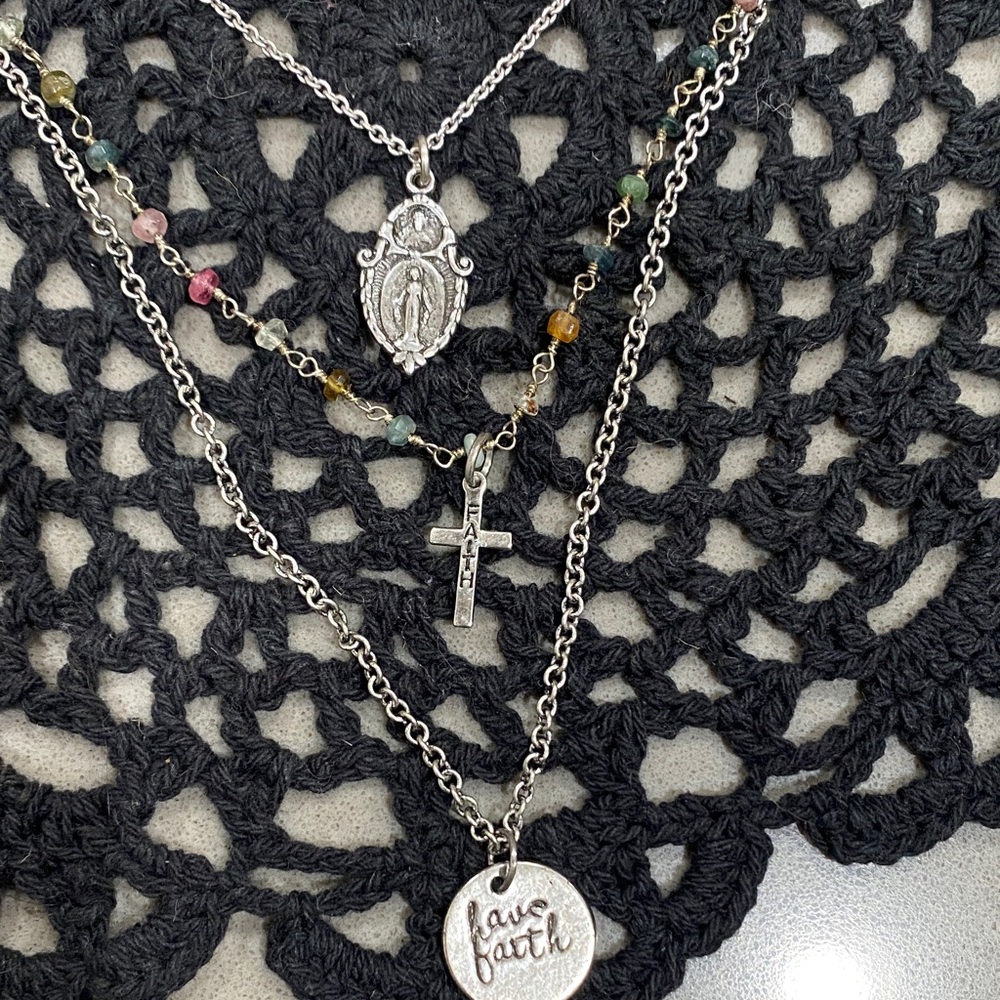NEW alisa michelle 'love faith' 3 strand necklace